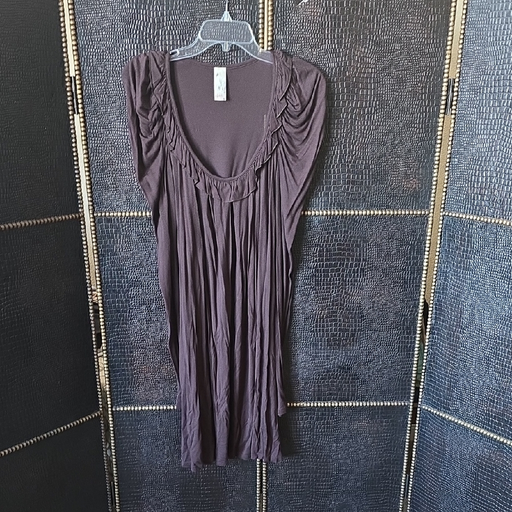 Ruched Scoop Neck Long Sleeve Dress